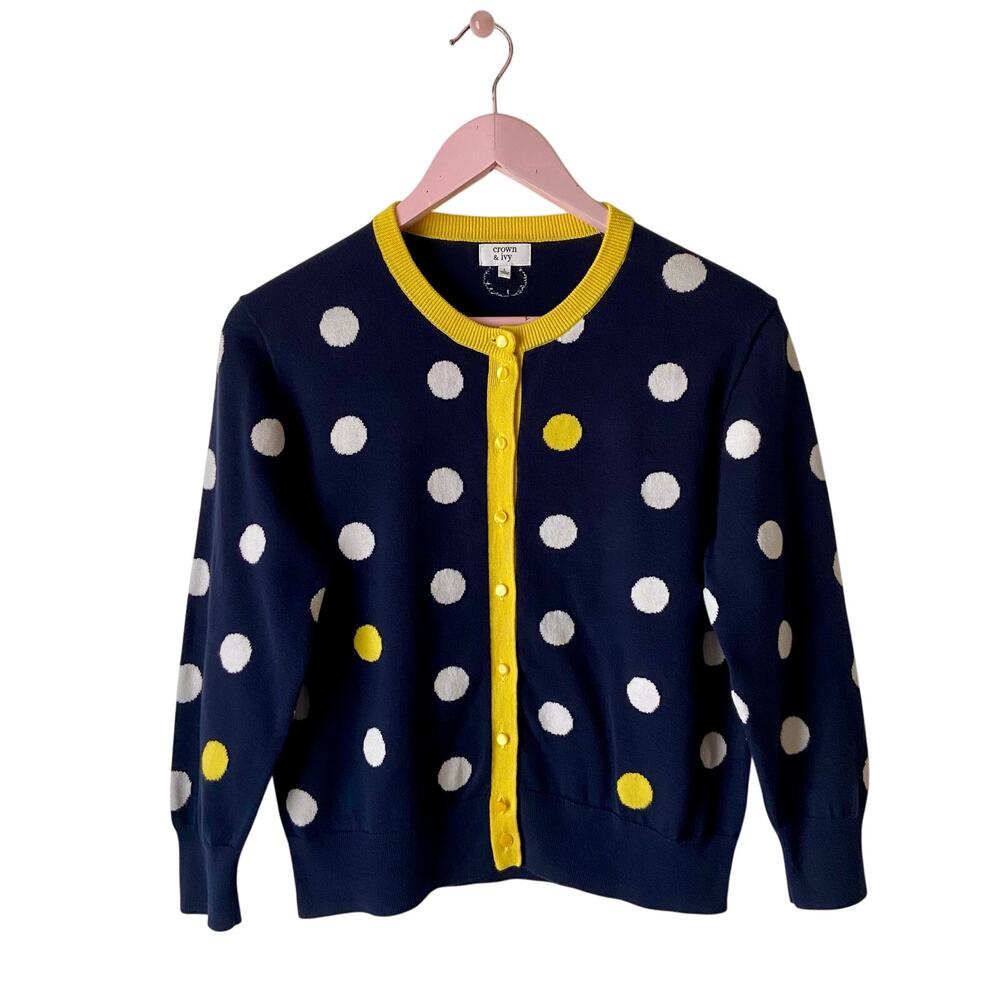 Crown & Ivy Cotton Polka Dot Cardigan